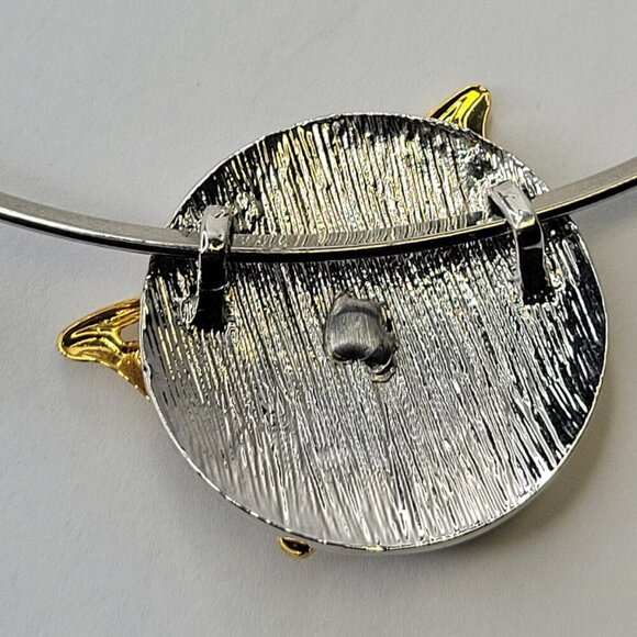 Gold Plated Butterfly Pendant Collar Necklace Rhodium and Gold Butterfly Pendant - Picture 7 of 8